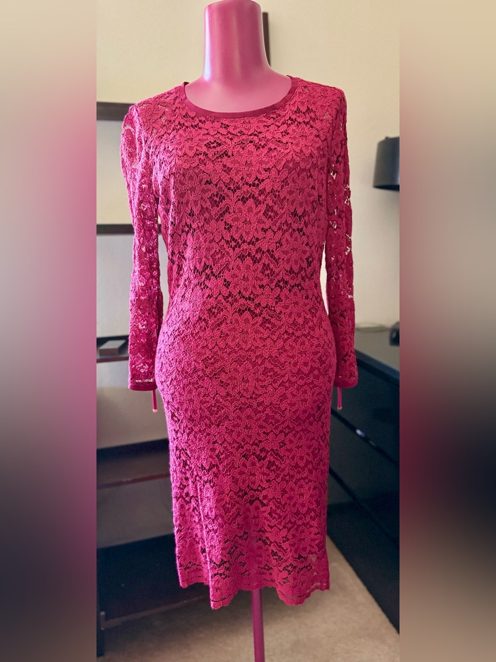 Juicy Couture Merlot Red Lace Classy Career Office Work Cocktail Dress Size 6